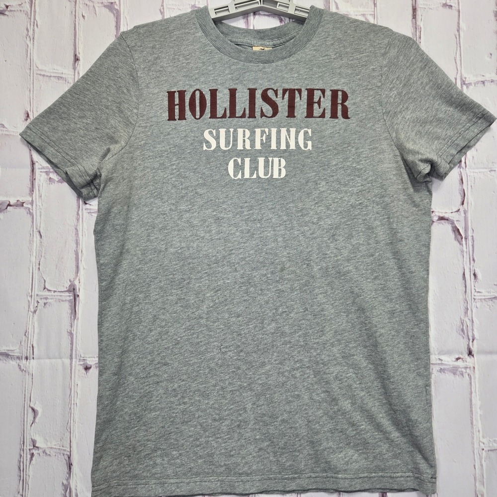 Vintage Y2K Hollister TShirt Gray Graphic Surfing Club Casual Preppy Shirt Men M